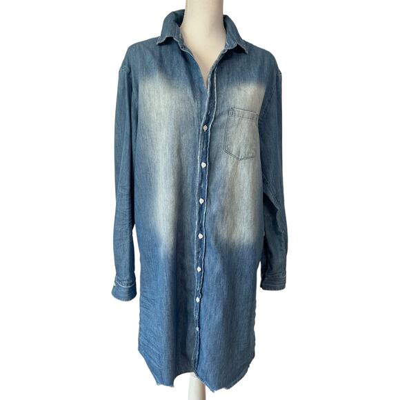 Frank and Eileen Mary Classic Shirtdress Famous Denim Distressed Wash Size L - Picture 4 of 10